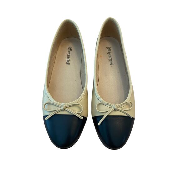 Jeffrey Campbell Arabesque Ballet Flat Bow Slip On Leather Cap Toe Black Size 7 - Picture 3 of 12